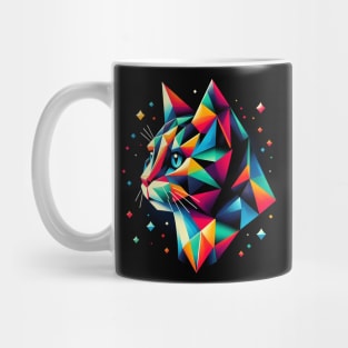 Geometric Cat  An Abstract Artwork Colorful Design Mug